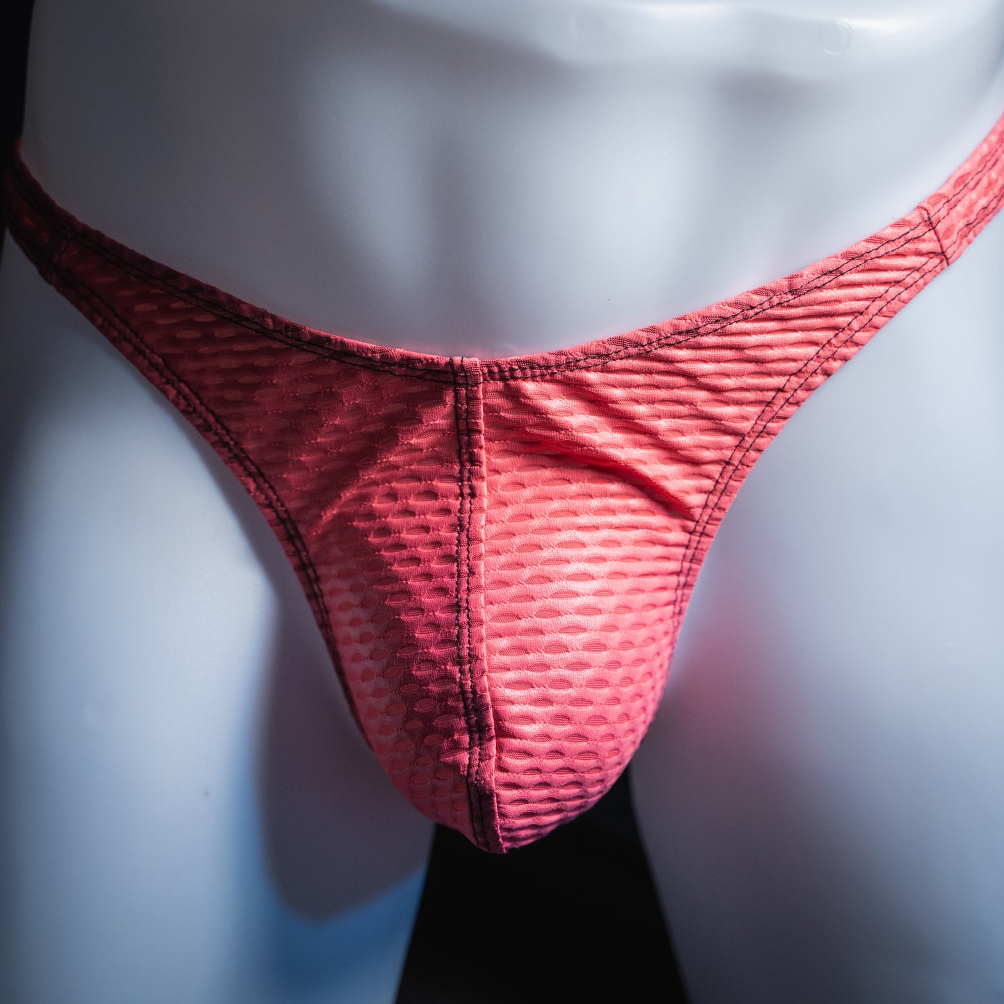 Mens Thong Underwear - Pink Yoga Mesh