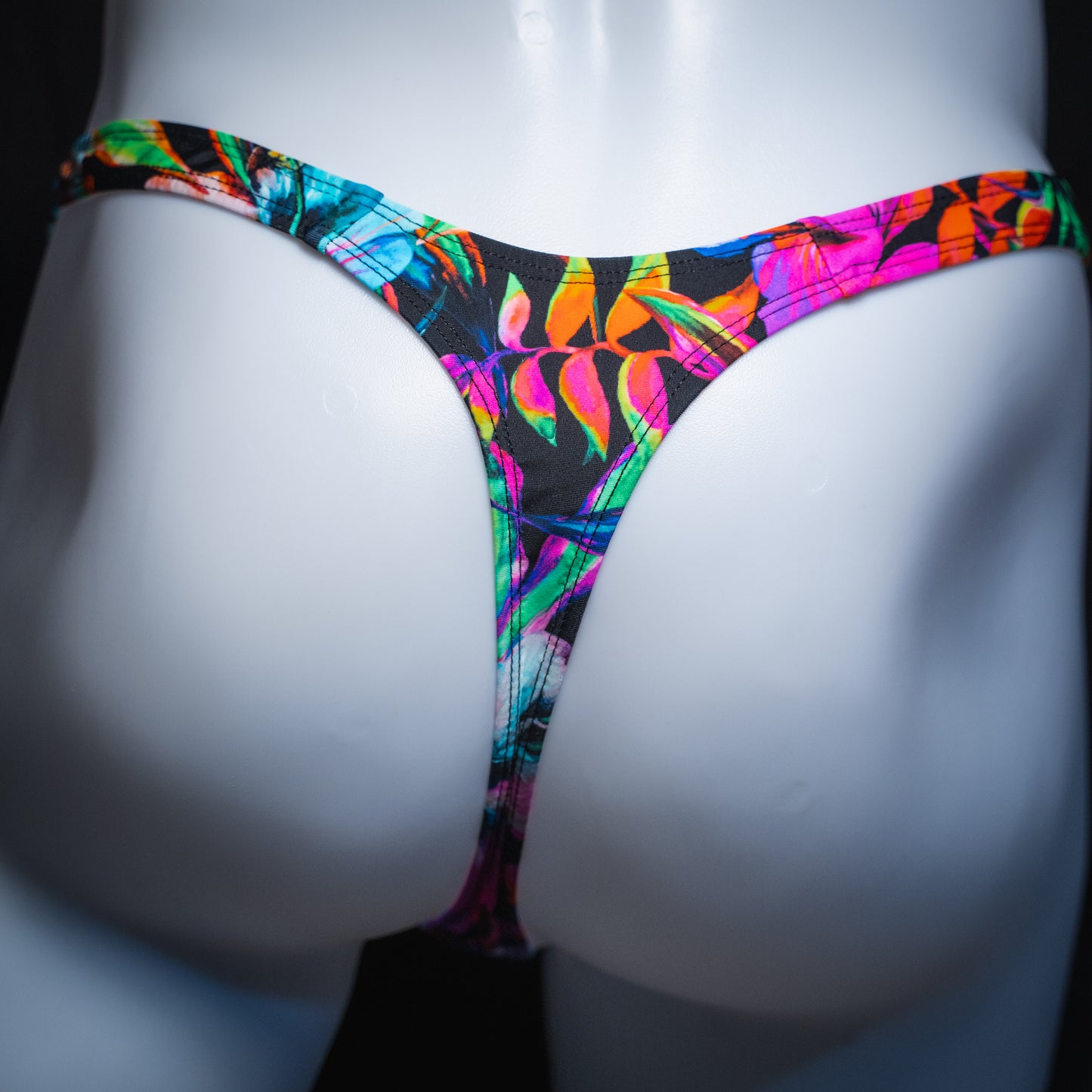 Mens Thong Underwear - Bright Tropical Floral Spandex