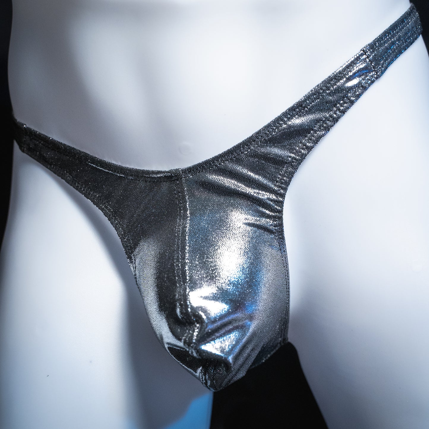 Mens Thong Underwear - Dark Silver Metallic