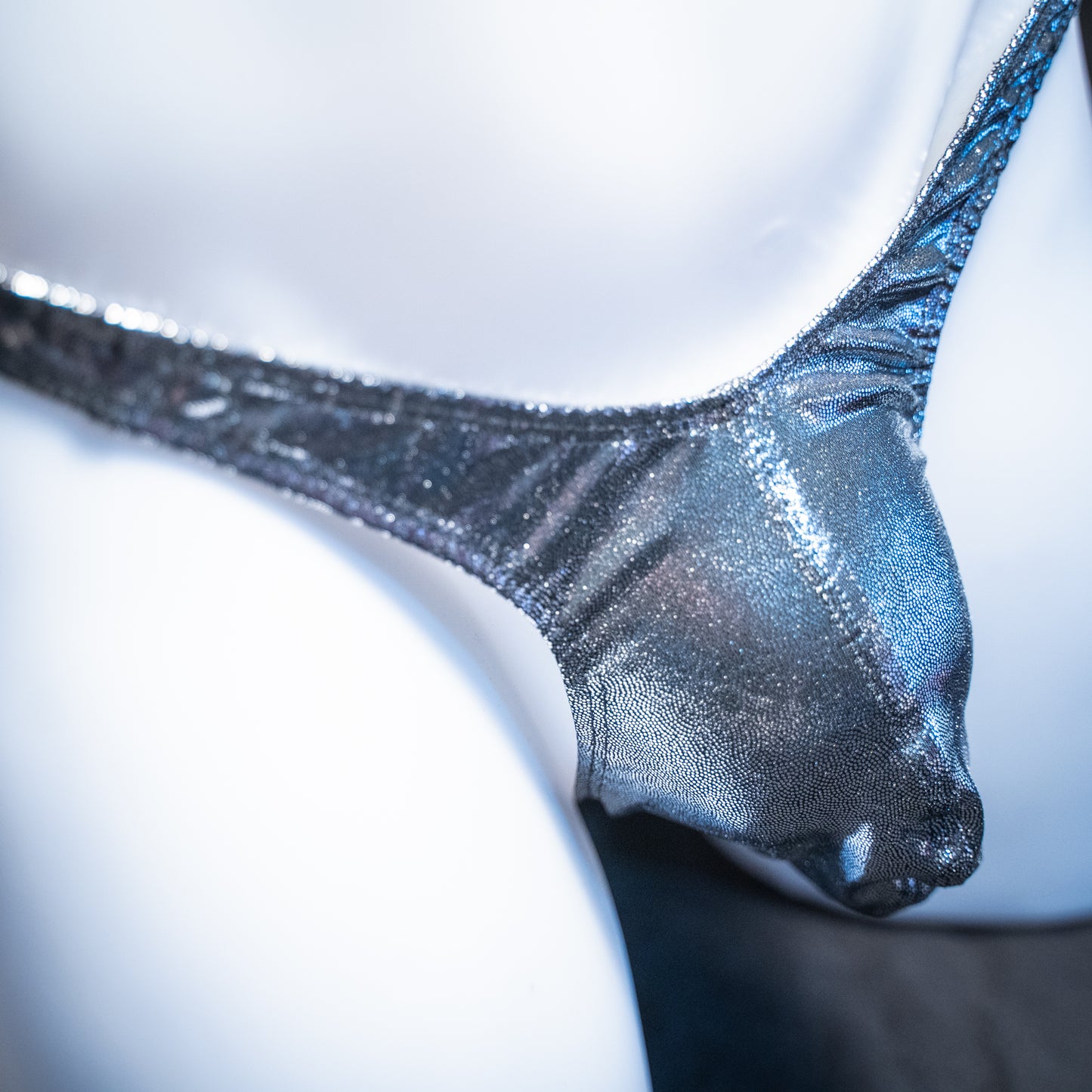 Mens Thong Underwear - Dark Silver Metallic