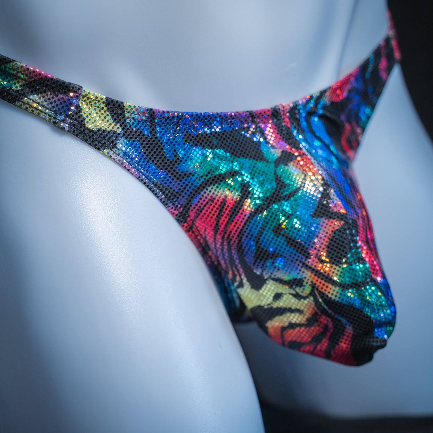 Mens Thong Underwear - Rainbow Zebra Metallic