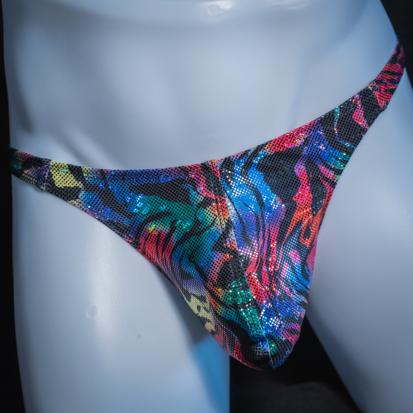Mens Thong Underwear - Rainbow Zebra Metallic