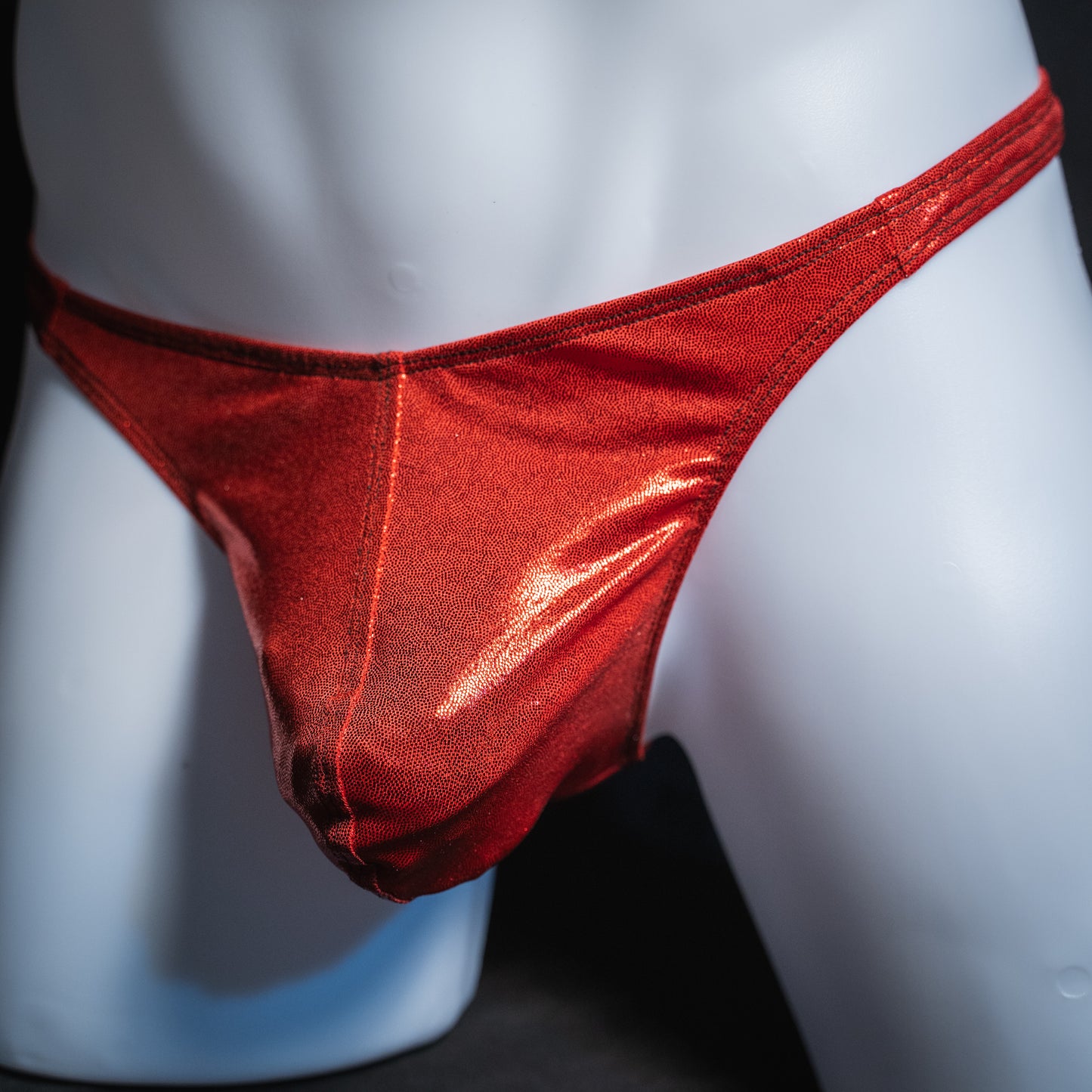 Mens Thong Underwear - Red Metallic