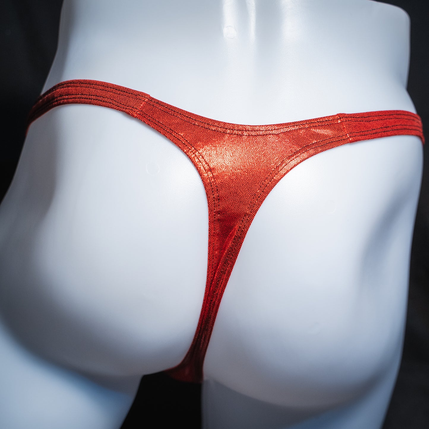 Mens Thong Underwear - Red Metallic