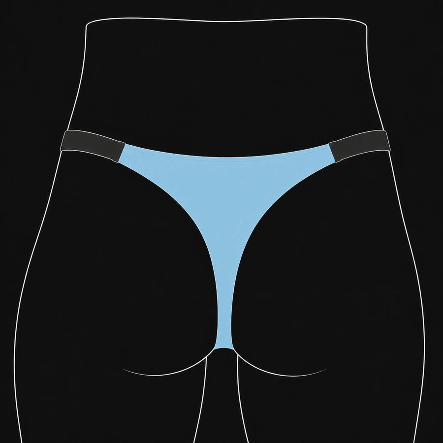 Larger Triangle Back cut: wider and deeper blue upper triangle with a narrow strap below.